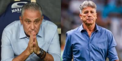 Tite sofre com decisão do Flamengo e Renato Gaúcho é chamado (Foto: Reprodução/Montagem TV Foco)