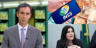 César Tralli expôs uma lei de Tebet que atinge o INSS (Reprodução: Globo / Bruno Spada/Câmara dos Deputados)