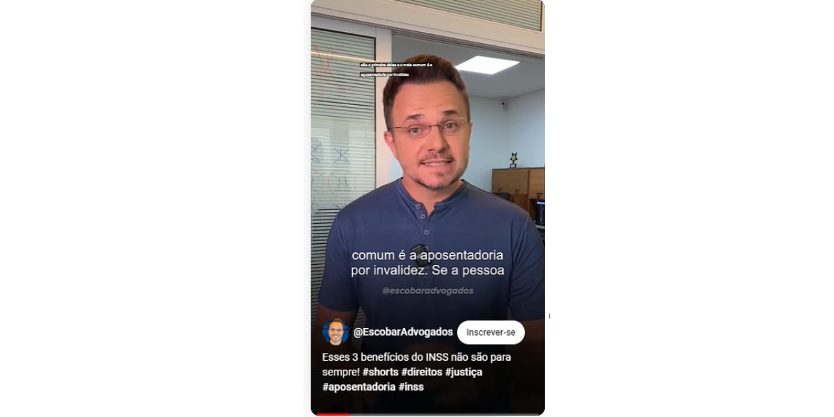 Escobar Advogados fala sobre benefícios do INSS (Foto: Reprodução / YouTube)