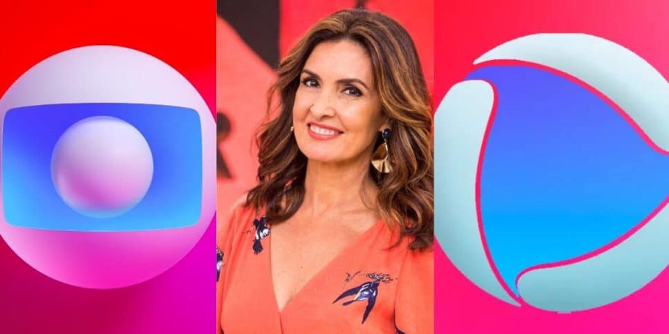 Logo da Globo / Fátima Bernardes / Logo da Record - Montagem: TVFOCO