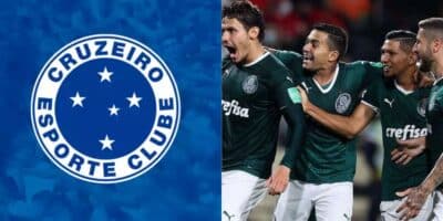 Logo do Cruzeiro / Jogadores do Palmeiras - Montagem: TVFOCO