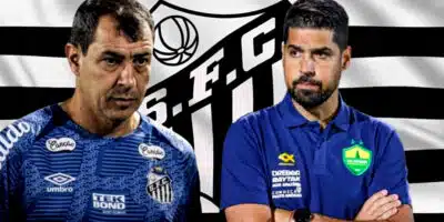 Carille está na berlinda e António pode o substituir no Santos (Foto Reprodução/Montagem/Lennita/Tv Foco/Canva/Raul Baretta/ AssCom Dourado)