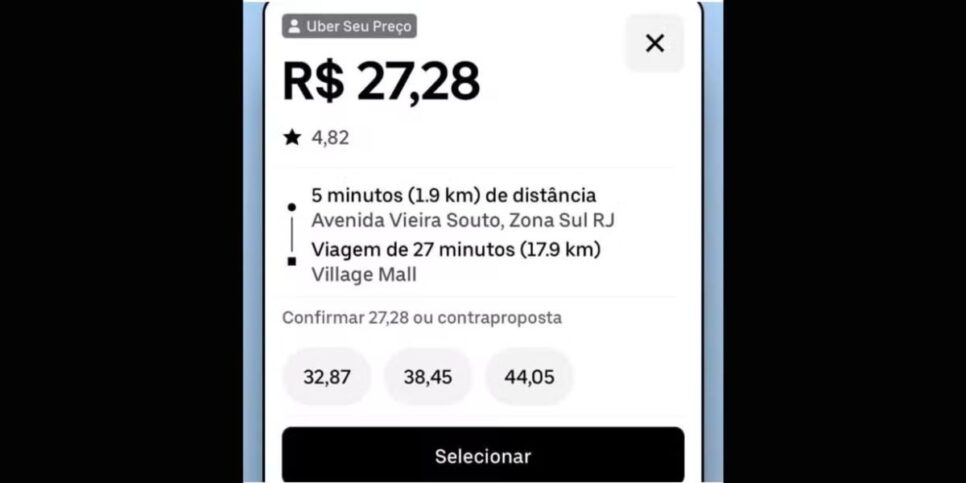 Uber seu preço (Reprodução/TechTudo)