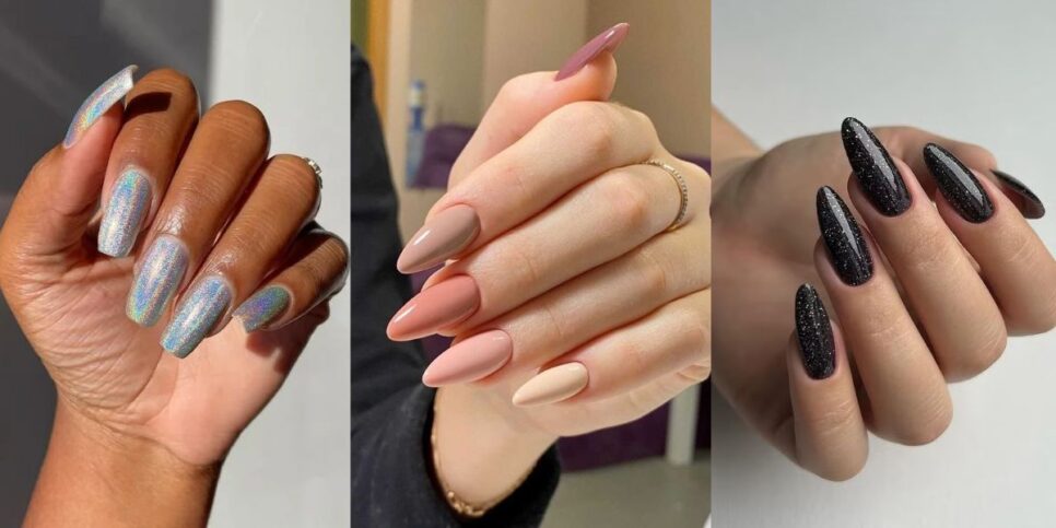 Esmalte prata, nude e preto (Reprodução/Pinterest)