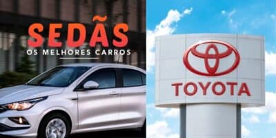 Carros sedãs, incluindo da Toyota, pra você comprar (Reprodução/Montagem/Blog Catarina Carros/Shutterstock)