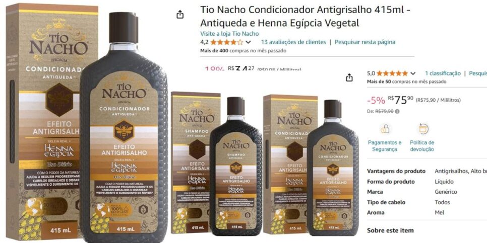 Linha Tio Nacho Efeito Antigrisalho (Foto Reprodução/Montagem/Lennita/TV Foco/Amazon)