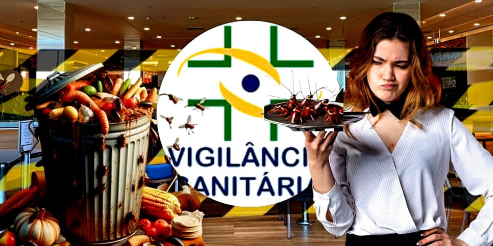 Vigilância Sanitária interdita praça de alimentação de Shopping após situação insalubre(Foto Reprodução/Montagem/Lennita/Tv Foco/Canva/VISA)