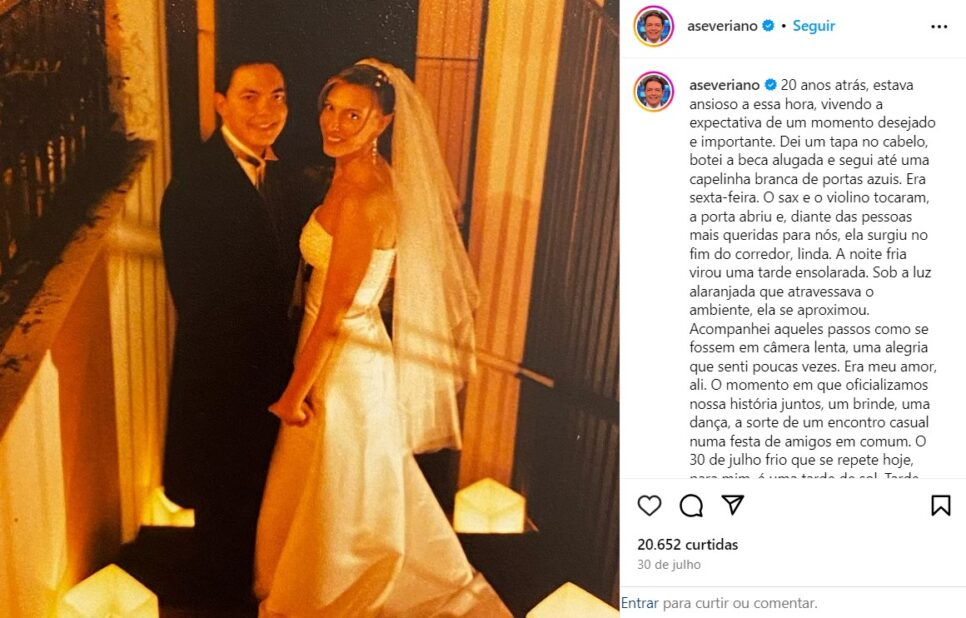 Apresentador comemora 20 anos de casado (Foto: Reprodução/Instagram)