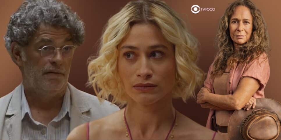 Ariosto, Blandina e Zefa em No Rancho Fundo (Foto: Reprodução / Globo / Montagem TV Foco)