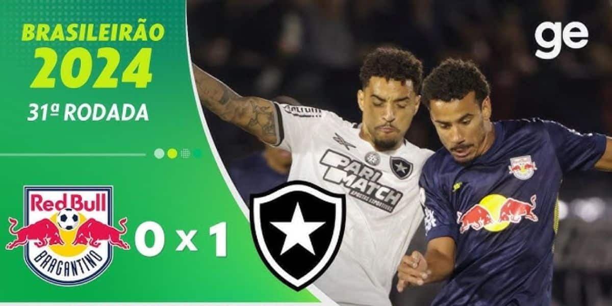 Botafogo venceu o Bragantino por 1x0 (Reprodução: Ge/Youtube)