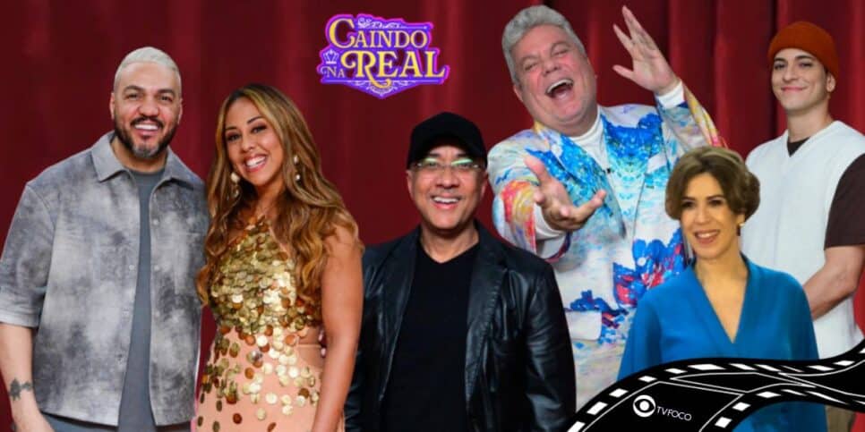 Belo, Evelyn Castro, Maurício Manfrini, Milton Cunha, Maria Clara Gueiros e Victor Lamoglia estão no elenco de Caindo na Real (Foto: Diego Laureano / Montagem TV Foco)