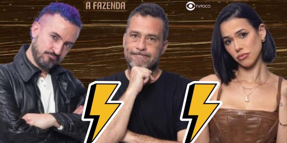 Fernando Presto, Juninho Bill e Larissa Tomásia estão na roça e correm risco de eliminação em A Fazenda 16 (Foto: Reprodução / Record / Montagem TV Foco)