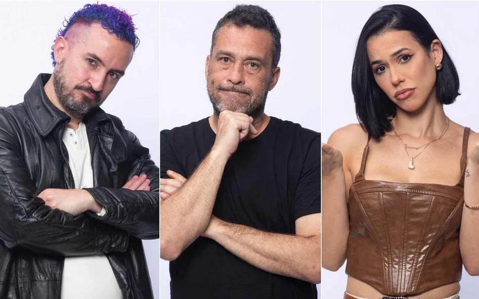 Fernando Presto, Juninho Bill e Larissa Tomásia estão na roça e correm risco de eliminação em A Fazenda 16 (Foto: Reprodução / Record)