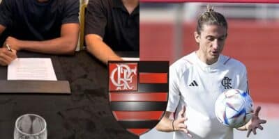 Filipe Luís vibra com 2 reforços no Flamengo (Reprodução: Marcelo Cortes)