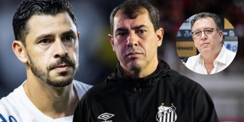 Giuliano, Carille e Teixeira (Foto: Reprodução / Santos / Montagem TV Foco)