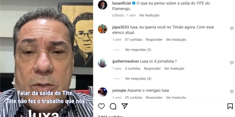 Luxemburgo fala sobre demissão de Tite no Flamengo - (Foto: Instagram)