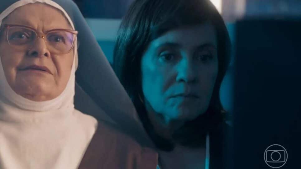 Freira maldita traz bagagem de segredos de Mércia e se mostra cúmplice maldosa (Fotos: Reprodução/ TV Globo/ Montagem TV Foco)