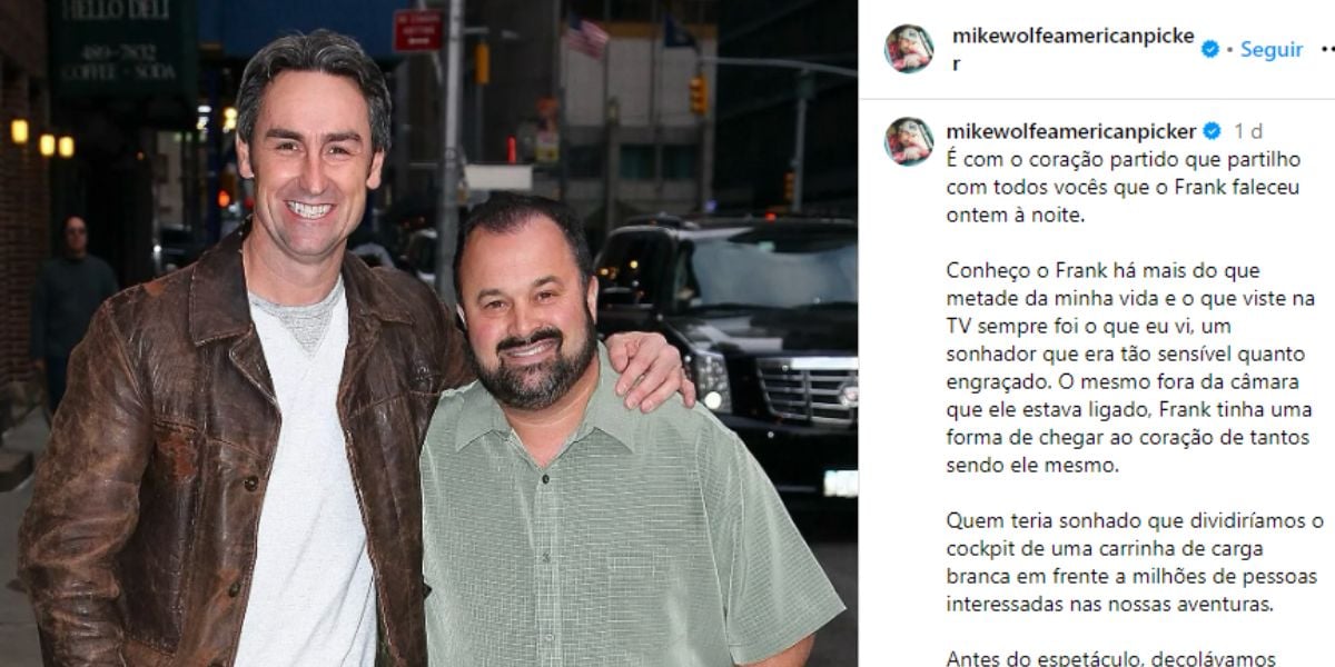 A confirmação da morte pelo Mike Wolfe (Reprodução: Instagram)