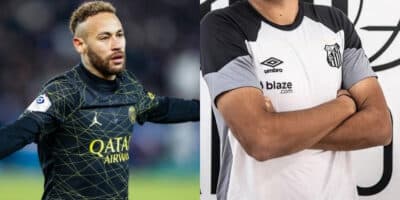 Até 2027 pra jogar com Neymar: Teixeira crava camisa 9 no Santos (Foto: Reprodução/Montagem TV Foco)