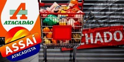 3 supermercados brasileiros, rivais do Assaí e Atacadão, se despediram após fechar lojas e passar por situações desafiadoras  (Foto Reprodução/Montagem/Lennita/Tv Foco/Canva/Assaí/Atacadão)