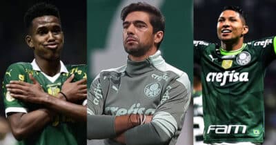 Abel (Foto: Cesar Greco / Ag. Palmeiras), Estevão (Foto: Marcos Ribolli) e Rony ( Foto: Marcos Ribolli)