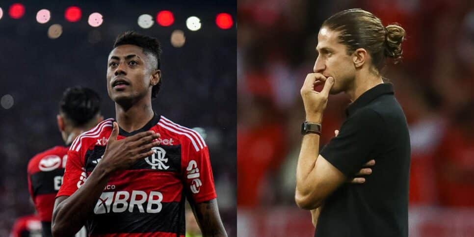 Bruno Henrique no Flamengo e Filipe Luís - Foto Reprodução Internet