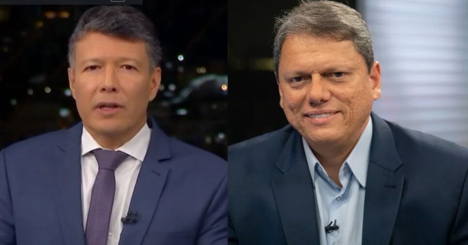 Cesar Menezes no SPTV e Tarcísio de Freitas (Fotos: Reproduções /. Globo / G1)