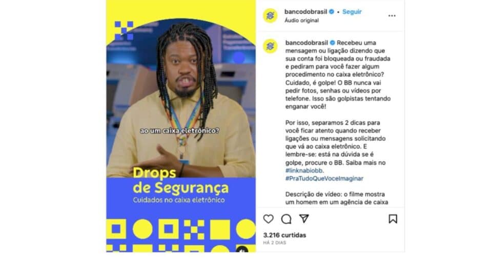 Comunicado do Banco do Brasil (Foto: Instagram)