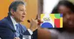 Fernando Haddad e mulher segurando cartão do Bolsa Família (Fotos: Ministério da Fazenda / Lyon Santos / MDS)