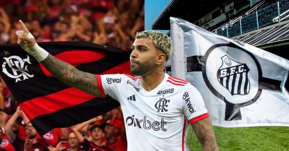 Gabigol ( Foto: Wagner Meier/Getty Images) - Flamengo (Foto: Flamengo/Divulgação) - Santos (Foto: Divulgação/Santos)