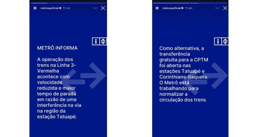 Nota do metrô (Foto: Reprodução / Instagram)