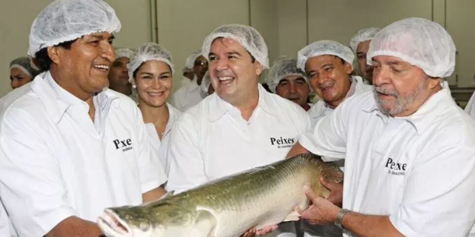 Evo Morales, Tião Viana e presidente Lula (Foto Reprodução/ Ricardo Stuckert)