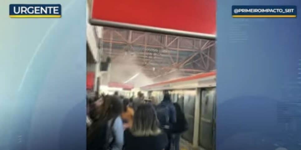 Problema na linha 3-vermelha do Metrô (Foto: Reprodução / SBT)