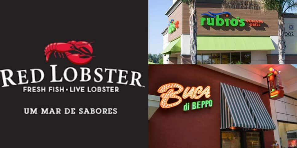 Red Lobster, Rubio's Coastal Grill e Buca di Beppo também enfrentaram falências em 2024 (Foto Reprodução/Montagem/Tv Foco) 