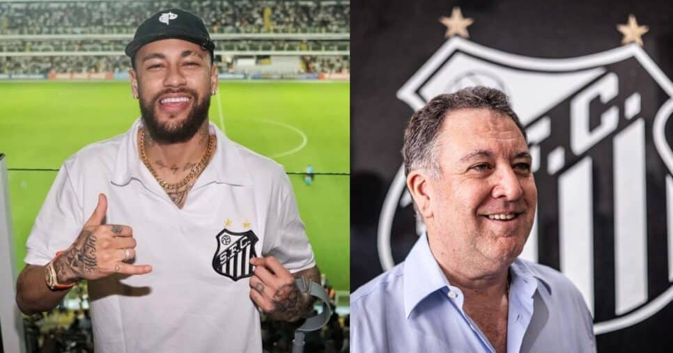 Teixeira e Neymar no Santos - Foto Reprodução Internet