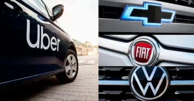 Uber - Carros das marcas Chevrolet, Fiat e Volks (Foto: Reprodução, Montagem - TV Foco)