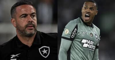 John de saída e Artur Jorge chorando: craque do Botafogo FORA (Foto: Reprodução/Montagem TV Foco)