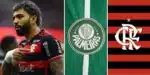 Gabigol e logo do Palmeiras e Flamengo (Foto: Reprodução / FFC / PFC)