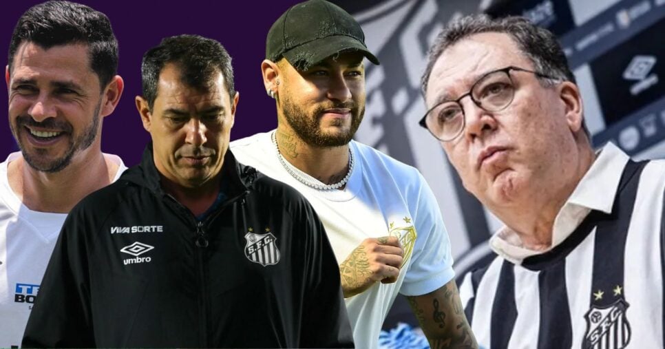 Giuliano, Carille, Neymar e Marcelo Teixeira (Foto: Reprodução / Instagram / Santos / Montagem TV Foco)