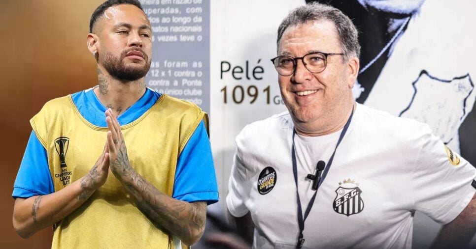 Neymar e Marcelo Teixeira (Foto: Reprodução / Gazeta Esportiva / Santos)