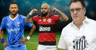 Neymar, Gabigol e Marcelo Teixeira (Foto: Reprodução / Al-Hilal / FFC / Santos / Montagem TV Foco)