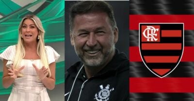 Renata Fan paralisa Jogo Aberto com ida de craque do Flamengo pro Corinthians - (Montagem / TV FOCO)