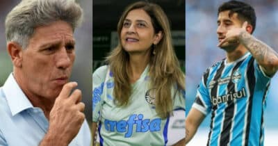 Palmeiras: Leila oferece craque de R$18M por atleta do Grêmio (Foto: Reprodução/Montagem TV Foco)