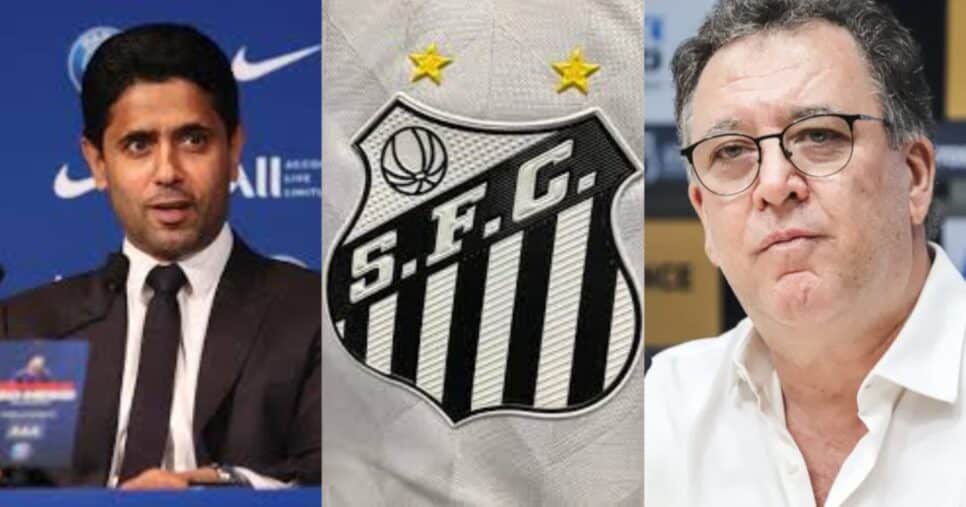 R$1,5BI: Dono do PSG estoura os cofres pra comprar nova SAF do Santos e Teixeira bate martelo sobre venda - Foto: Montagem