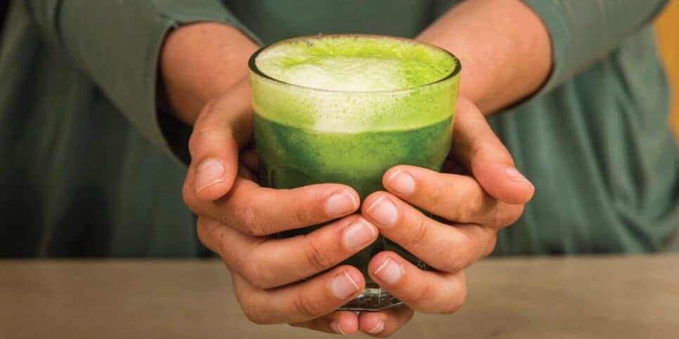 Suco de alfafa, aloe vera e pimentão verde (Foto Reprodução/Canva)