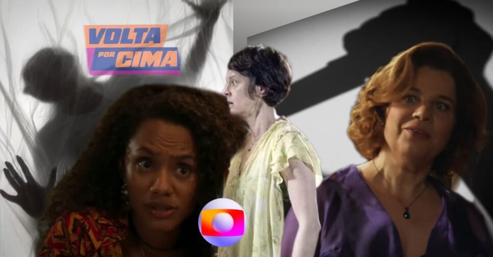 Mensagem do além e apunhalada nas costas de Tereza por Violeta em Volta Por Cima ((Fotos: Reprodução/ TV Globo/ Freepik/ Montagem TV Foco)