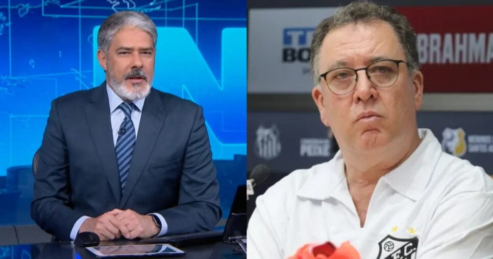 Bonner para JN com retorno triunfal de camisa 10 no Santos (Foto: Reprodução/Montagem TV Foco)