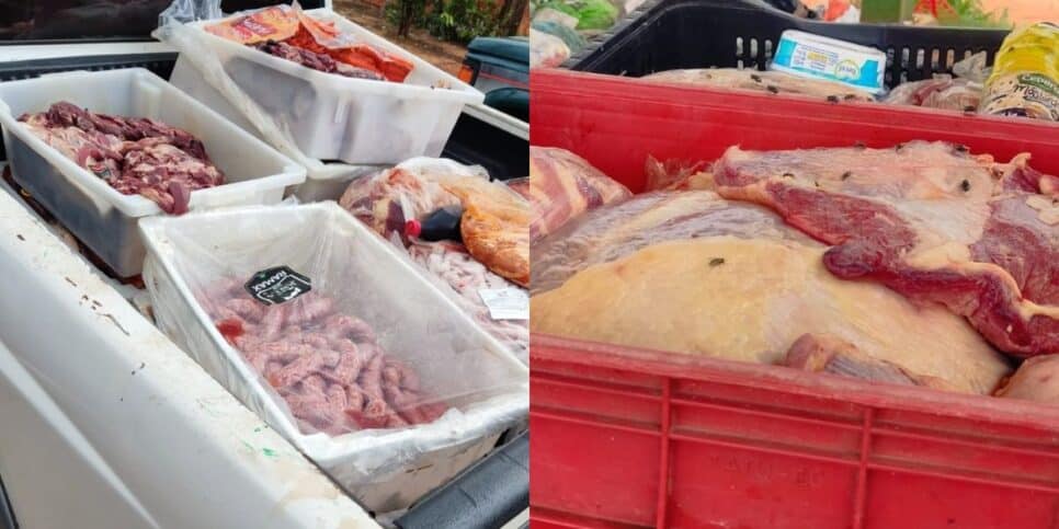 Carnes em mal estado de conservação e com prazo de validade vencido (Foto Reprodução/Prefeitura de Bataguasu)