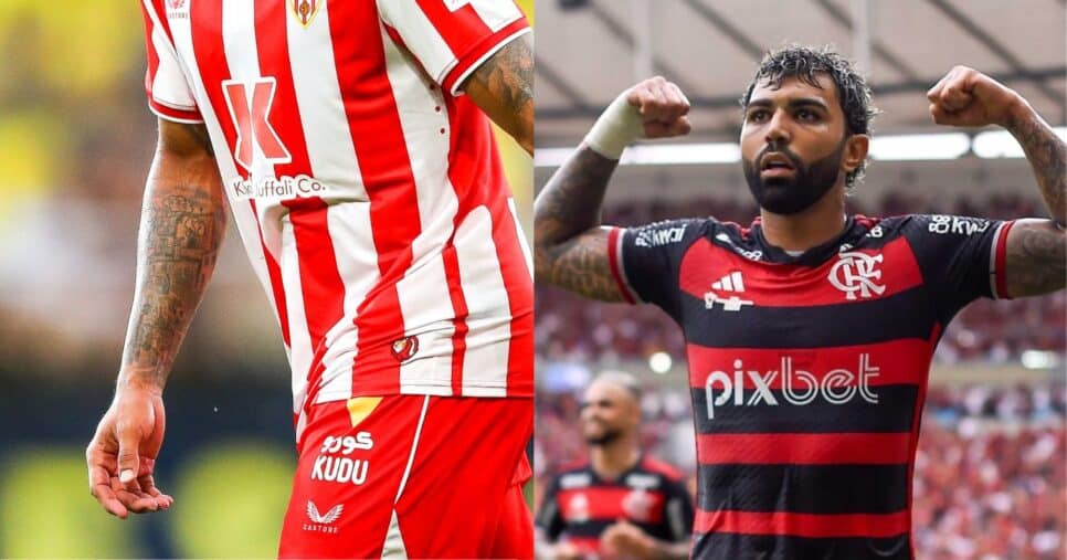 Gabigol no Flamengo e Luís Suárez no Almería (Reprodução - Internet)