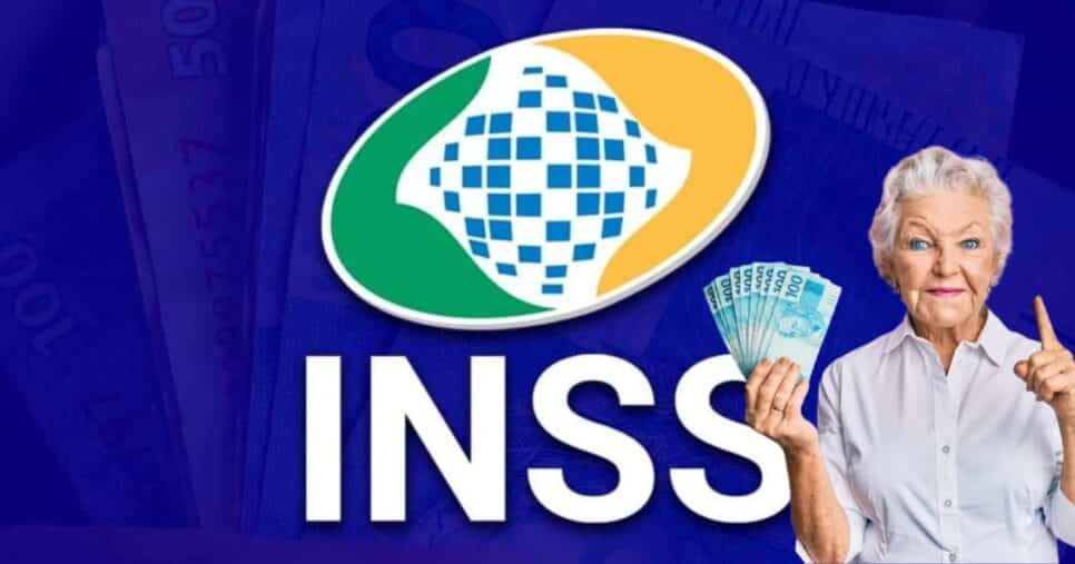 Logo do INSS e idosa segurando notas de cem reais (Fotos: Reproduções / Internet / Freepik)